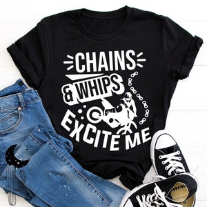 Chains and Whips Excite Me Dirt Bike Adult Short Sleeve, V-Neck or Long Sleeve Shirt or Youth Short Sleeve Tee, Motocross Race Chick