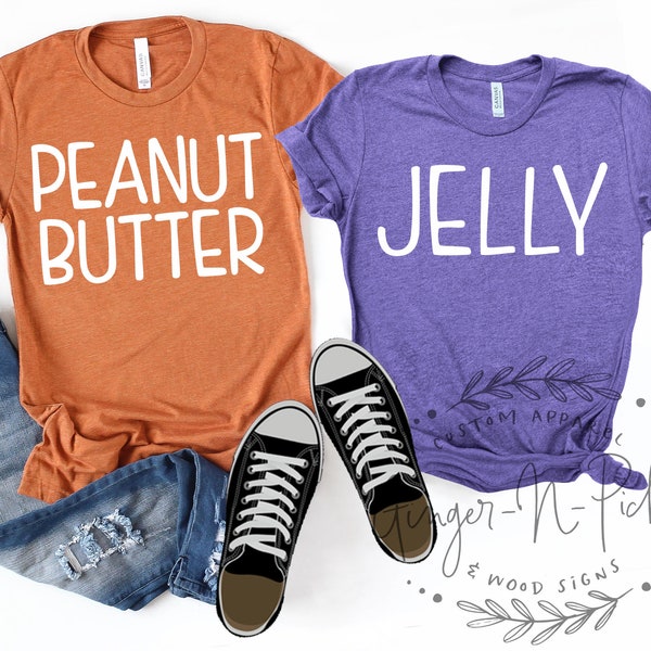 Peanut Butter and Jelly Shirts, His and Hers Matching Shirt Set, Order Each Shirt Separately, Best Friends PBJ Shirts Valentines Day Shirts