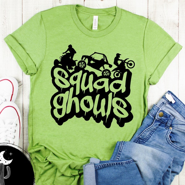 Squad Ghouls Dirt Bike Quad Side By Side Halloween Short Sleeve or Long Sleeve Shirt, Funny Offroad Halloween Shirt, Moto and Muddin Shirt