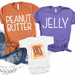 Peanut Butter Jelly PBJ Daddy Mommy Baby Shirt, Order Each Separately, Cute New Pregnancy Announcements, Peanut Butter + Jelly = PBJ Shirts