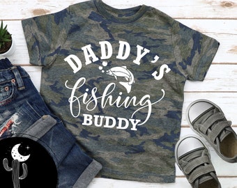 Daddy's Fishing Buddy Shirt Infant Bodysuit Toddler Shirt or Youth Shirt, Kids Little Fishing Buddy Shirt