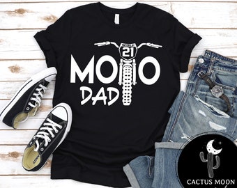 Moto Dad Personalized Dirt Bike Shirt, Add Your Rider Name and Number to the Bike Short or Long Sleeve Moto Dad Race Day Shirt