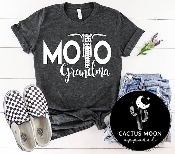 Moto Grandma Personalized Dirt Bike Shirt, Add Your Rider Name and Number to the Bike Unisex Short Sleeve V-Neck or Long Sleeve Race Shirt