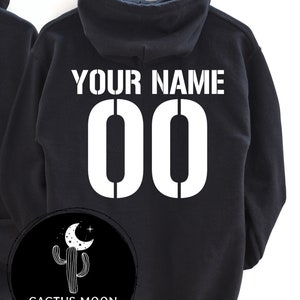 Number Plate Front Name and Number Back Hooded Sweatshirt, Adult Hoodie or Crewneck Sweatshirt Name and Number Moto Dirt Bike Racer image 3