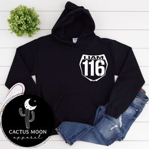 Number Plate Front Name and Number Back Hooded Sweatshirt, Adult Hoodie or Crewneck Sweatshirt Name and Number Moto Dirt Bike Racer image 2