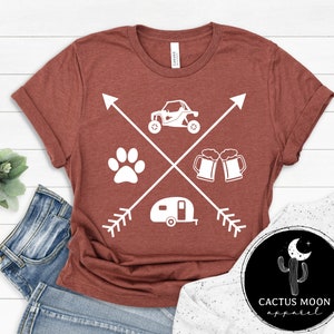 UTVs Dogs and Beer Camping Shirt, Adult Short or Long Sleeve Side By Side SxS Offroad Riding Shirt, Moto Family Glamis Camping Shirt