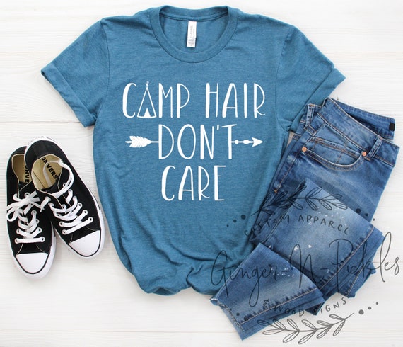 Camping Hair Dont Care Unisex Youths Short Sleeve T-Shirt Kids T-Shirt Tops Black