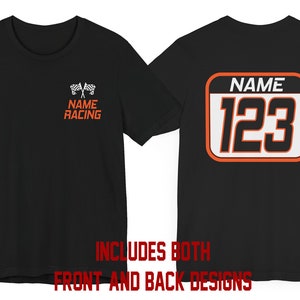 Number Plate Front and Back with your Name - Number Adult Unisex Jersey Short Sleeve Tee | MX Moto Quad Flat Track Rectangle Square Race Day