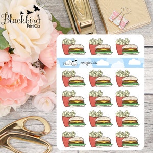 Hand Drawn Planner Stickers DR0001 Burger and Fries