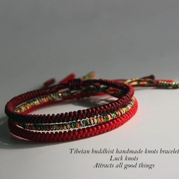 Handmade Tibetan Buddhist Lucky Rope Knots Bracelet, Braided Bracelet, Yoga Meditation Prayer Bracelet, Unisex Bracelet, Men Women