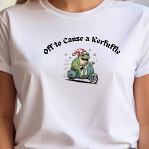 Off to Cause a Kerfuffle Frog T-Shirt, Funny Weirdcore Meme Tee, Sarcastic Frog Shirt for Men & Women, Multicolor Aesthetic Graphic T-Shirt