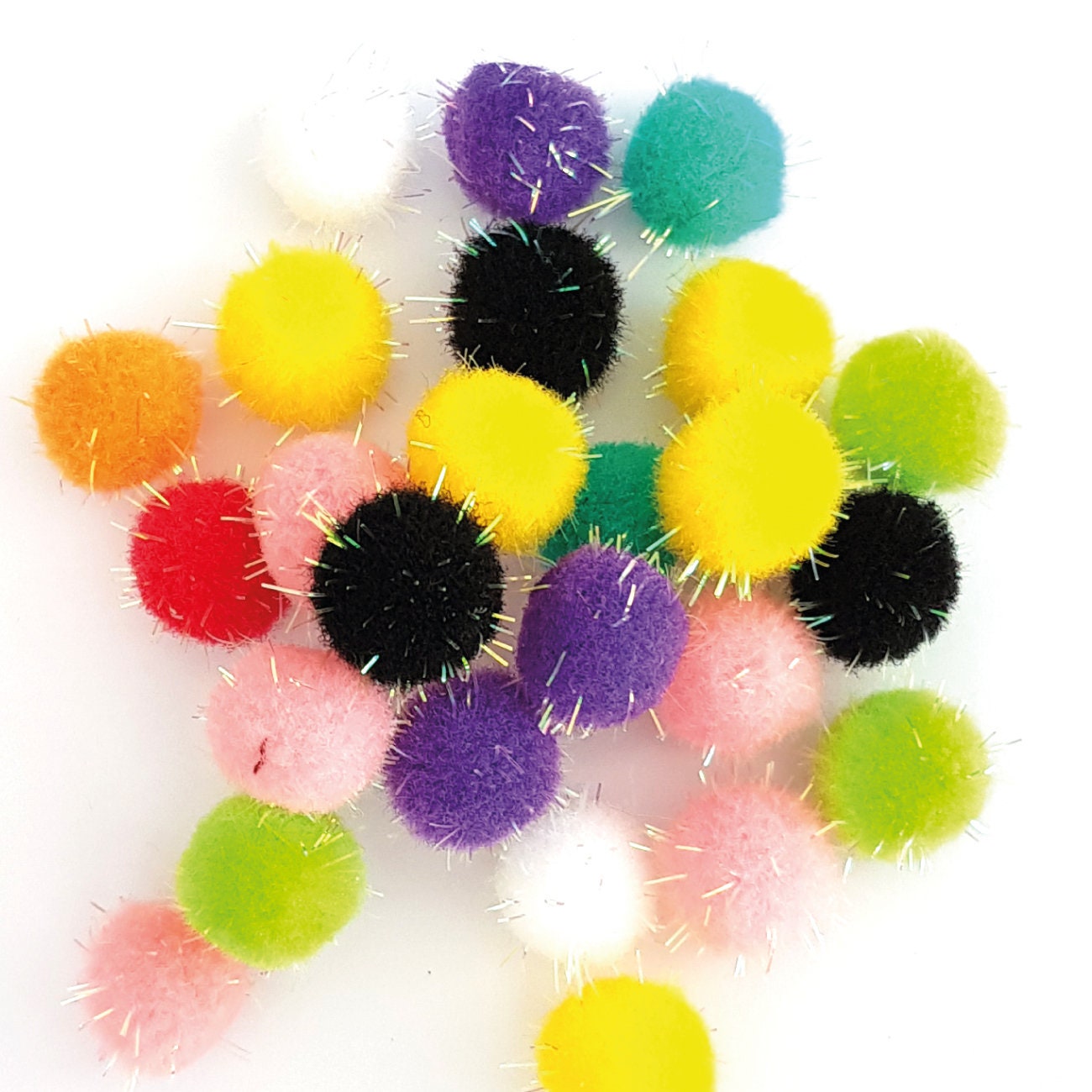 Glitter pom poms / MINI pompones / Colores mixtos suaves Etsy
