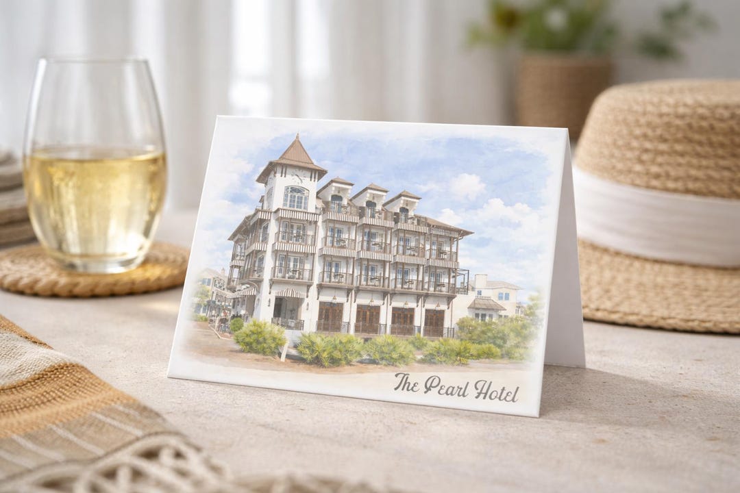 The Pearl Hotel Watercolor Note Cards - Rosemary Beach, Florida - Etsy