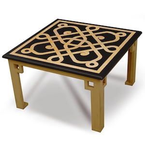 Coffee table side table marble top scagliola art inlay iron base