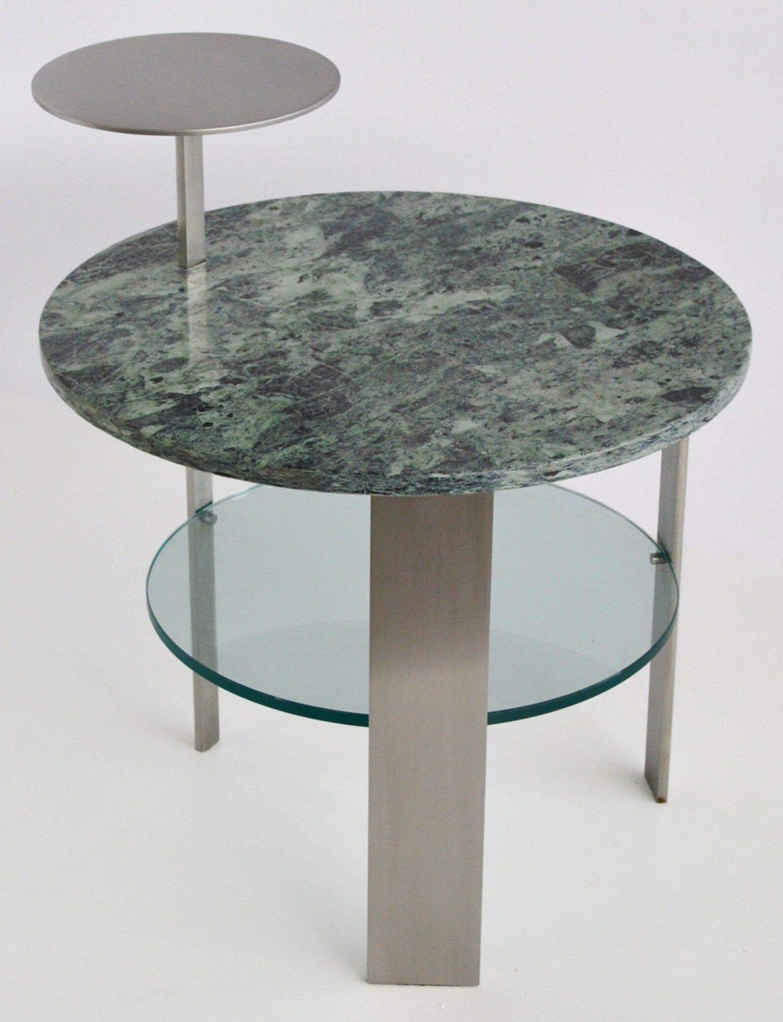 Round contemporary coffee table green marble top glass top Etsy