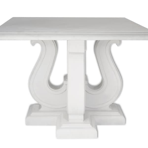 Table basse carrée en marbre blanc plateau en bois laqué à la main en Italie par Cupioli