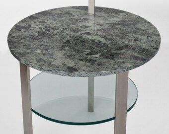 Handmade Mid-Century Modern Green Marble Coffee Table handmade in Italy