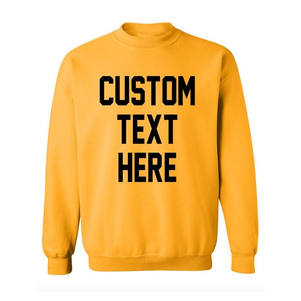 CUSTOM TEXT Mustard Gold Slouchy Oversized Boyfriend Yellow Pullover Sweatshirt- UNISEX Cozy Custom Personalize Slouchy Sweatshirt Design
