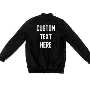 Unisex Black Bomber Jacket, Custom Bomber Jacket, Custom Name, Personalized Gift for him or her, Wedding Matching Bombers, Business Logo