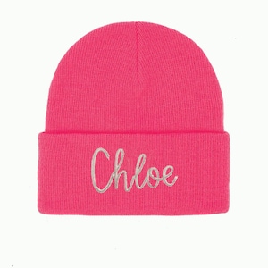 Personalized Kids Youth Knit Beanie Many Colors, Unisex Youth Embroidered Classic Rib Beanie Hat, Custom Name Gift for Kids, Warm Winter Hat