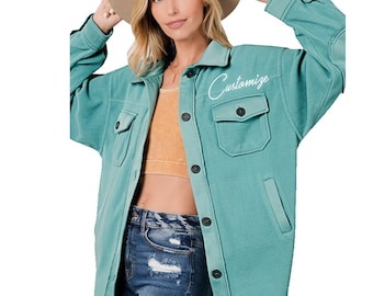 Veste en polaire de base surdimensionnée personnalisée, monogramme de nombreuses couleurs Coudières molletonnées douces, cadeau pour elle, logo d’entreprise, manteau haut bas