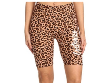 Personalized Leopard Basic Biker Shorts 