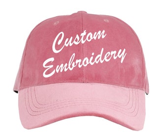 Sombrero de papá de terciopelo rosa polvoriento bordado con texto personalizado - Sombrero de papá personalizado ajustable - Gorra de béisbol sólida de terciopelo fino informal rosa - Regalo para ella