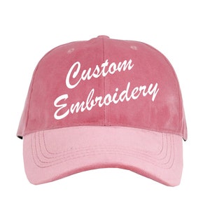 Custom Text Embroidered Dusty Pink Velvet Dad Hat- Personalized Dad Hat Adjustable- Pink Casual Fine Velvet Solid Baseball Cap- Gift for Her