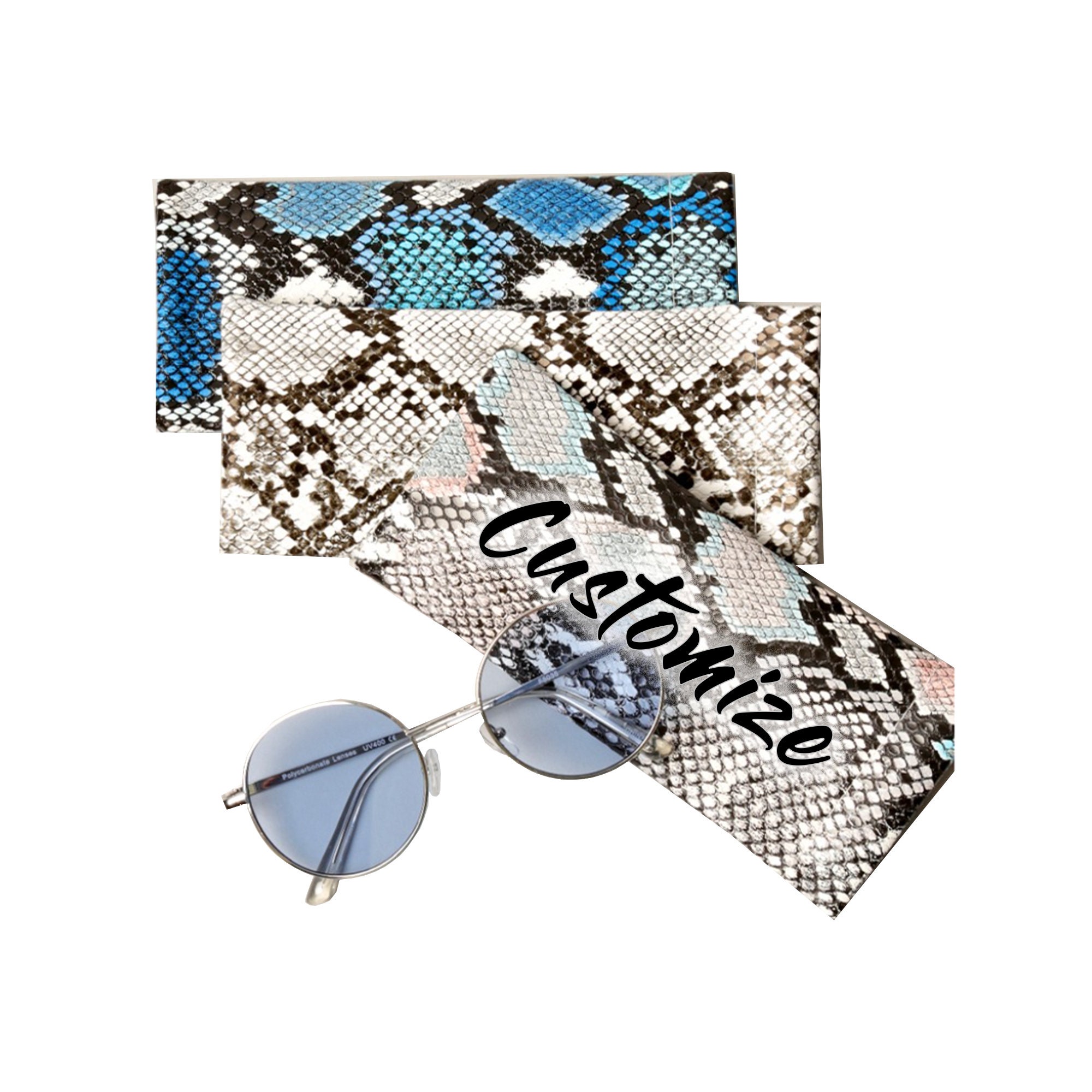Personalized Sunglass Snakeskin Pouch Glasses or Face Mask Etsy