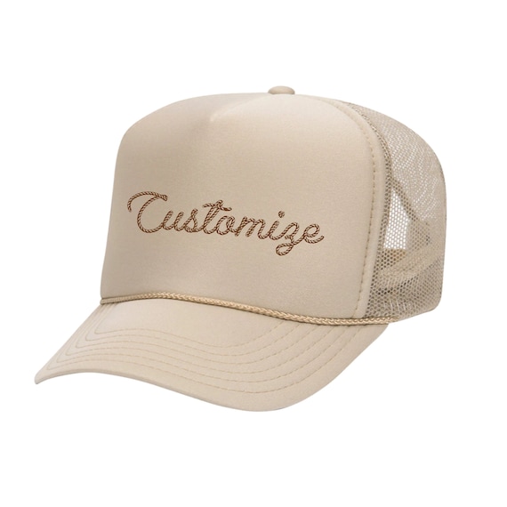 Custom Made Tan Western Themed Trucker Hat CUSTOM TRUCKER HAT EXPERIENCE | WOMEN main image 4