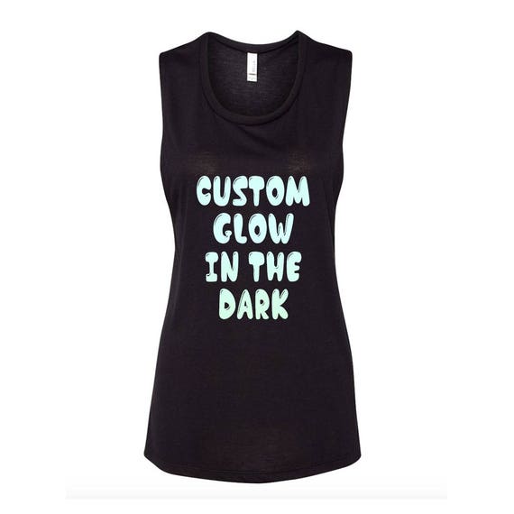 CUSTOM TEXT Glow in the Dark Font Black Flowy Tank Top Customize Halloween Shirt in Glow in the Dark Lettering Custom Black Tank Top Etsy UK