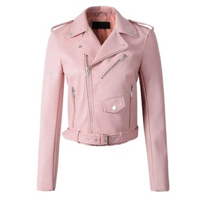 Mrs Pink Leather Jacket, Bridal Faux Leather Moto Jacket, Wedding or ...