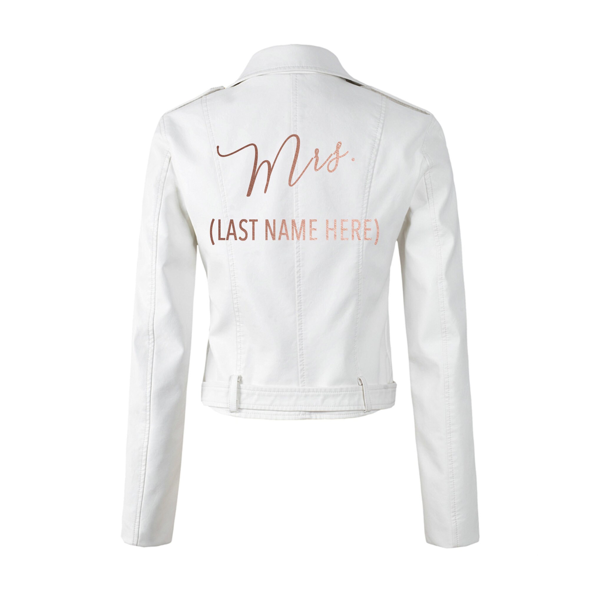 white leather jacket bride