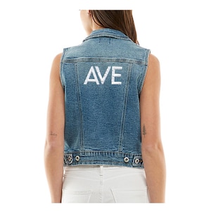 Customized Denim Vest, Boho Festival Denim Crop Vest, Womens Cropped Jean Vest, Embroidered Western Denim Button Vest, Bachelorette Party