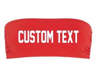 BENUTZERDEFINIERTEN TEXT rot Bandeau-BH - angenehm sportlich rot wählen Text Bandeau-roter BH Bandeau-Damen Baumwolle Elasthan Bandeau personalisieren