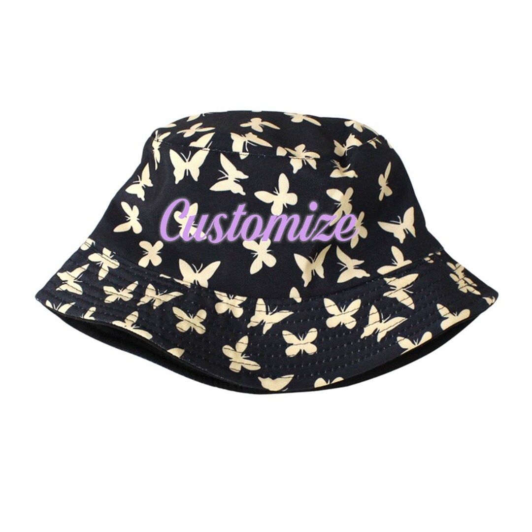 Personalized Navy Butterfly Bucket Hat Custom Embroidered Etsy