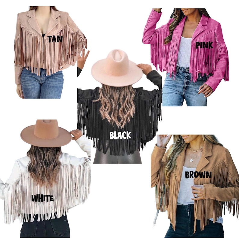 Customized Embroidery Suede Fringe Jacket, Boho Music Festival Country Concert Fringe Jacket, Bachelorette Party Western Outfit, Open Front image 5