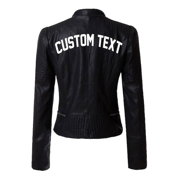 Custom Tex Black Leather Jacket Personalize Moto Faux Image 0