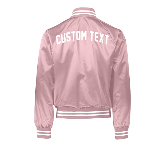UNISEX CUSTOM Pink Varsity Bomber Jacket- Long Sleeve Zip up UNISEX CUSTOM Pink Varsity Bomber Jacket- Long Sleeve Zip up