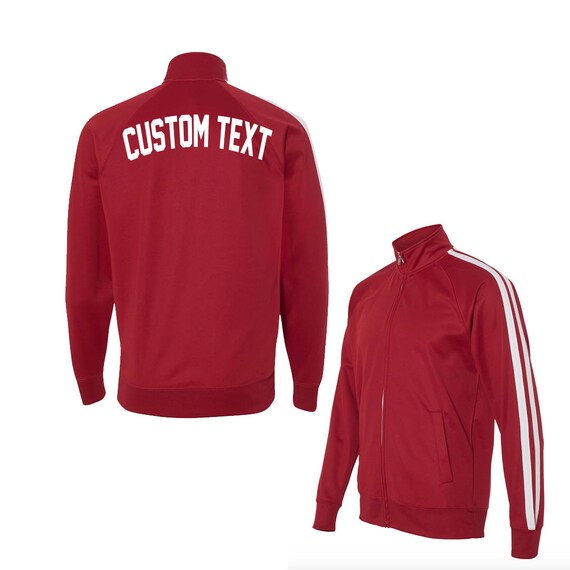 red and white track jacket