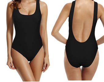 TALL and PLUS Size Custom Text Black One Piece Swimsuit