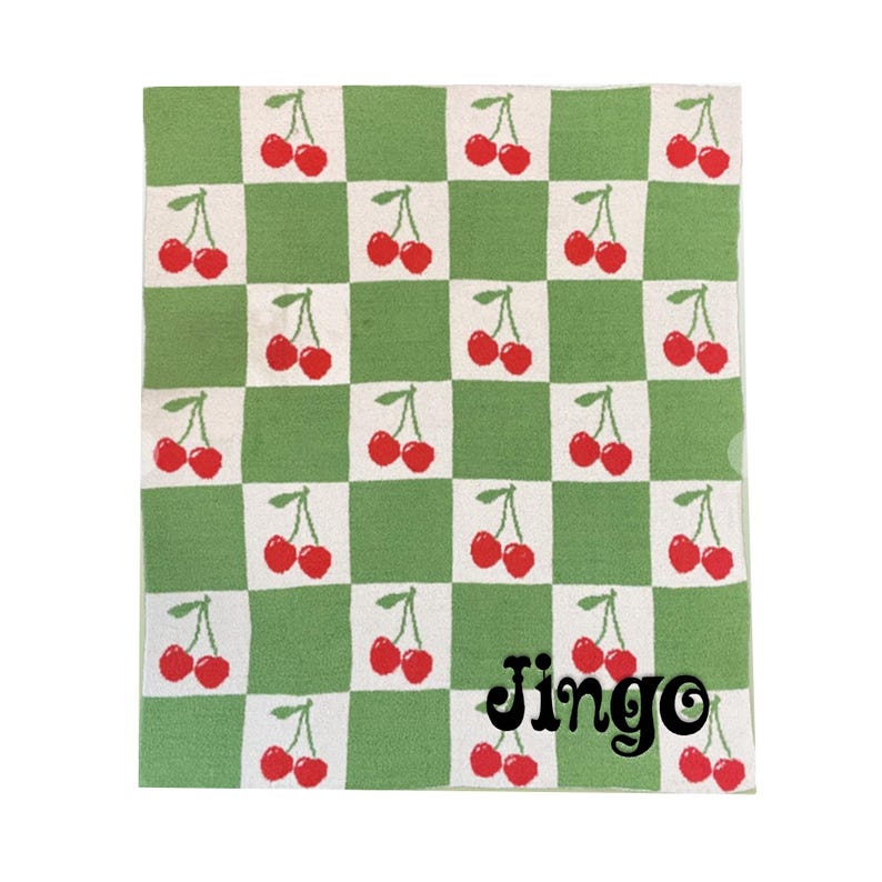 Personalized Cherry Block Print Fuzzy Soft Large Throw Blanket, Custom