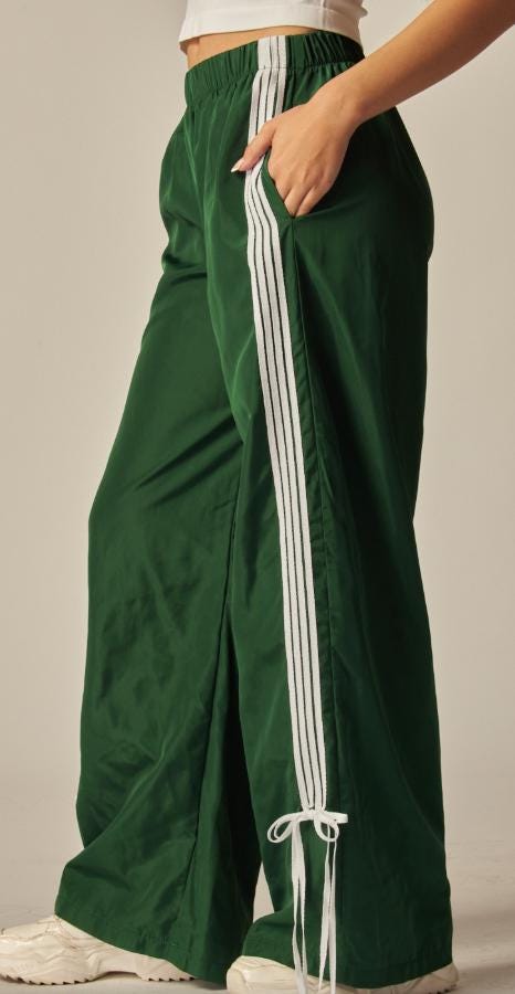 Custom Name Text Side Striped Bow Track Pant, Personalized Team