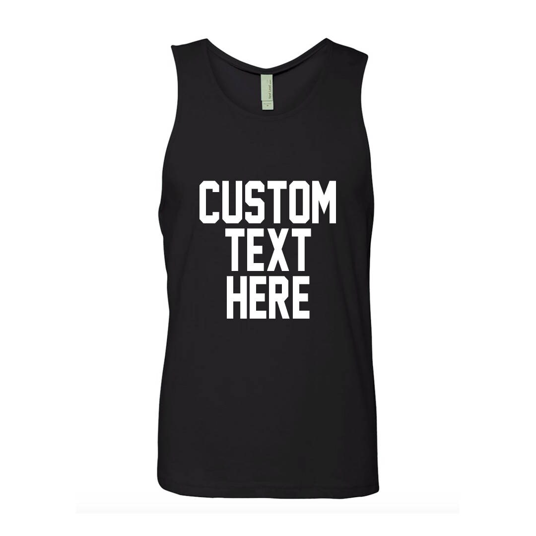 Mens/ Unisex CUSTOM TEXT Any Color Tri-blend Tank Top- Personalize Unisex or Mens Premium Jersey Beach Tank- Scoop Neck - Customize Tank Top