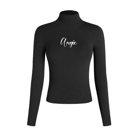 Customized Embroidered Mock Neck Long Sleeve Shirt, Personalized