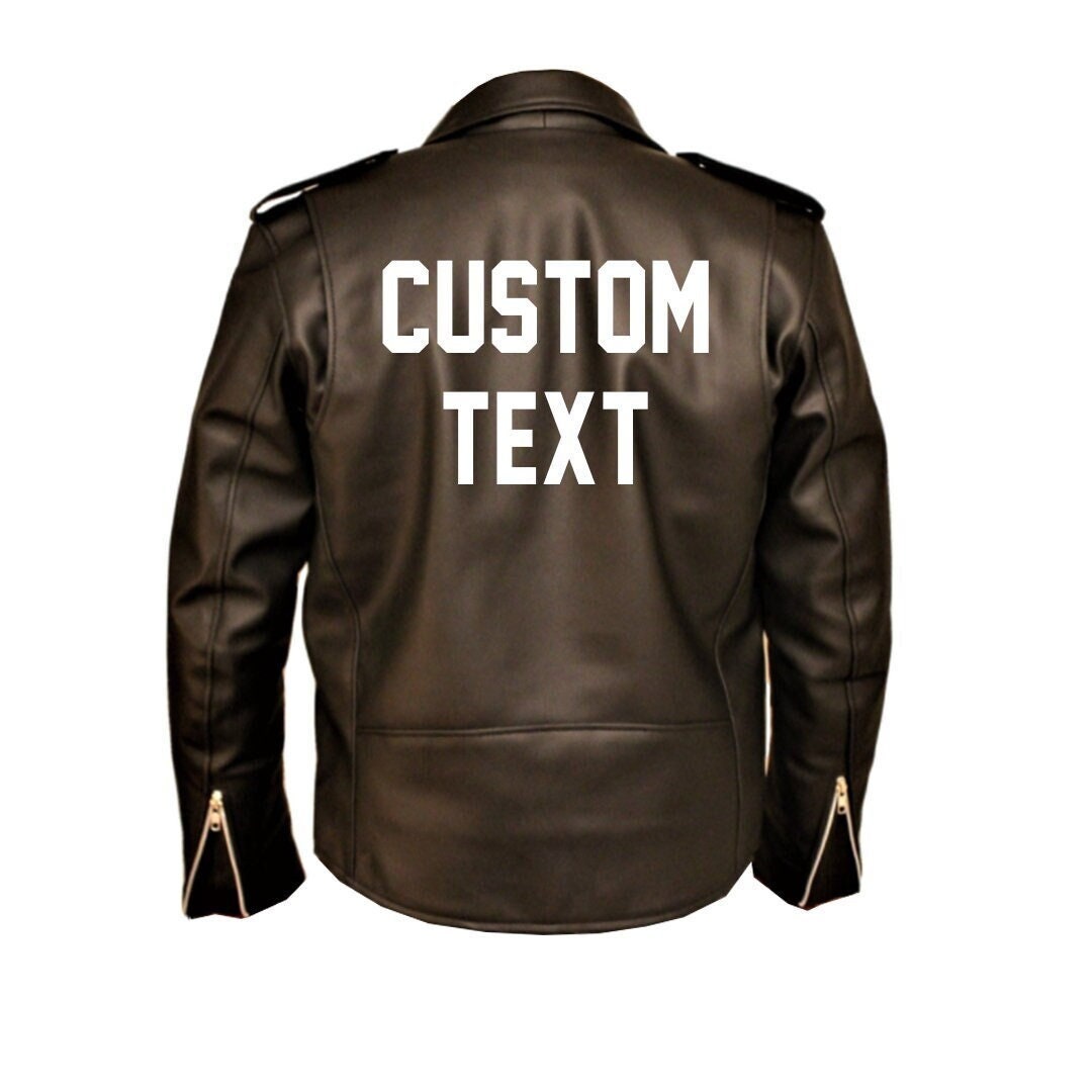 Custom Text Mens Leather Jacket Personalized Premium Faux Leather