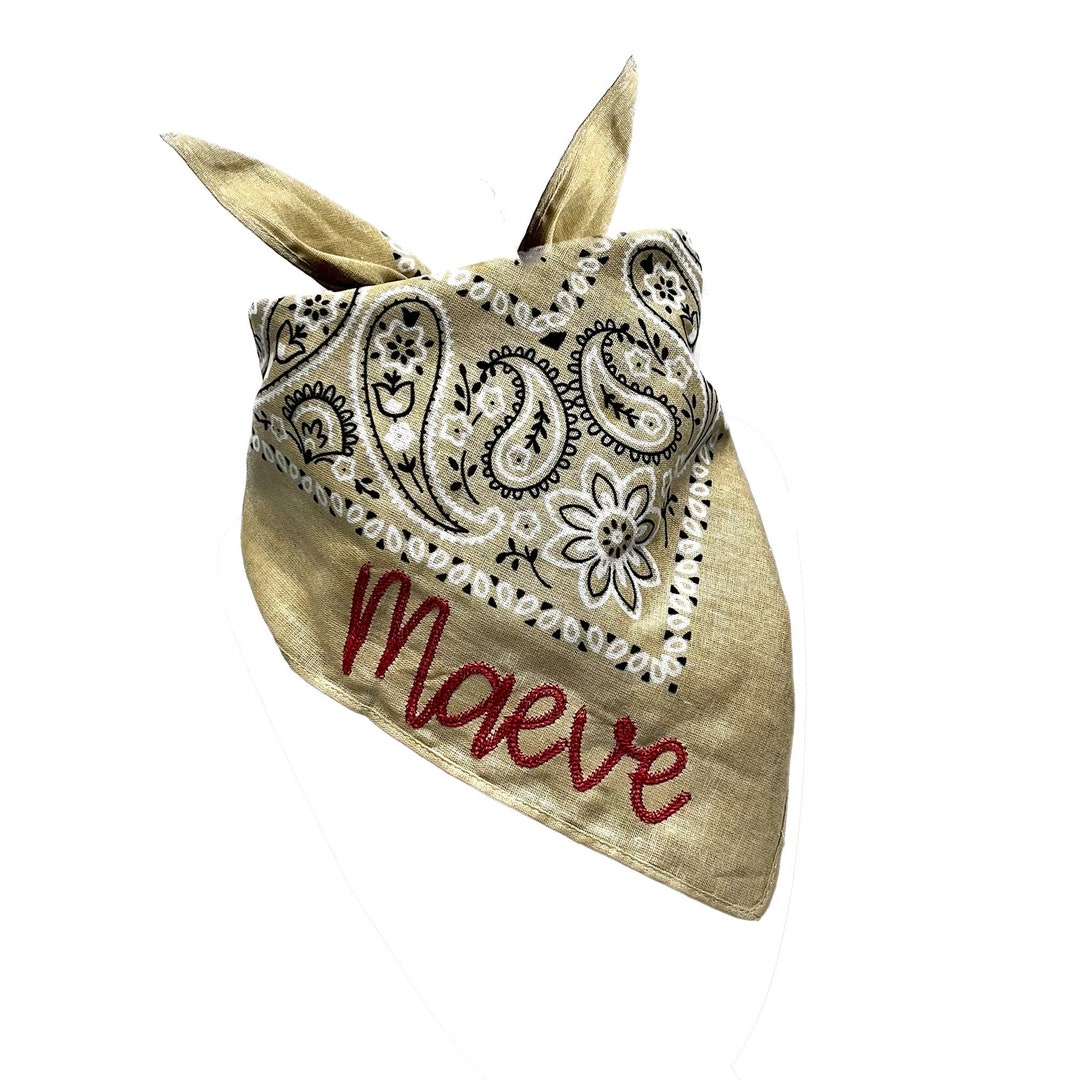 Customized Embroidered Rope Chain Stitch Paisley Bandana Scarf