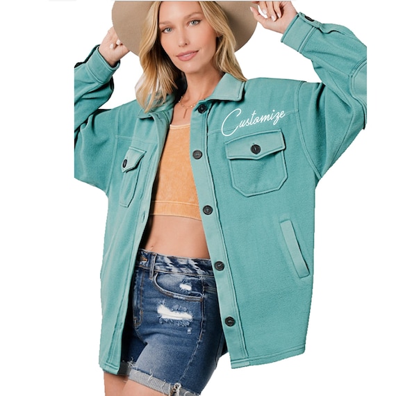 Personalized Oversized Basic Fleece Jacket, Monogram Many Colors