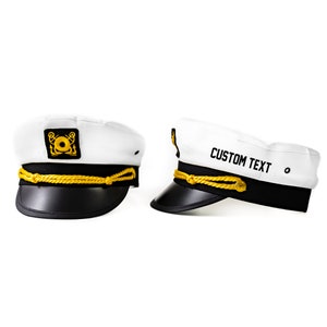 Texto personalizado UNISEX Capitán HAT, Gorra de marinero náutica ajustable, Favor de despedida de soltera, Sombrero de capitán personalizado, Regalo para él imagen 1