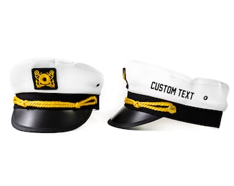 Custom Text UNISEX Captain HAT, Adjustable Nautical Sailor Cap, Bachelorette Party Favor, Personalized Skipper Hat, Gift for Him